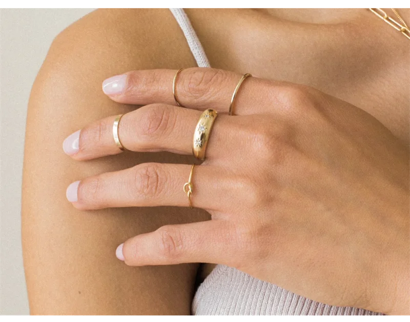 14K gold filled Essential Stacking Ring 1.5MM Thickness Knuckle Ring Boho Gold Jewelry Minimalism Stacking Boho Ring for Women