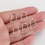 EUEAVAN 10pcs United States New York Washington State Map Pendant for Necklace Stainless Steel Charm DIY Jewelry Making Supplies