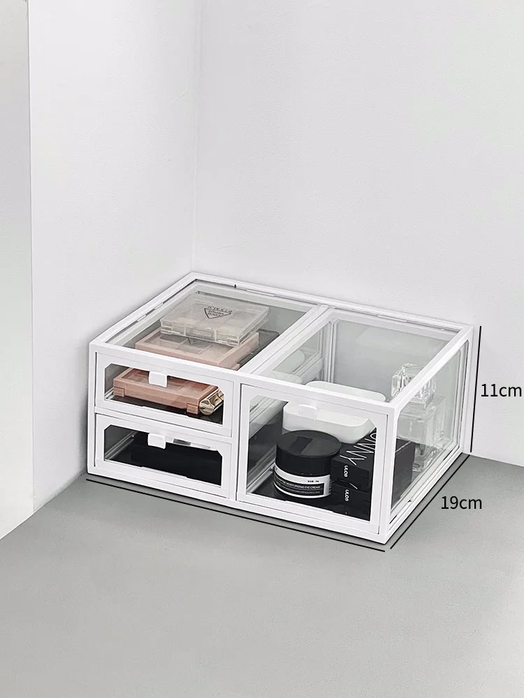 Transparent Cosmetic Storage Box Desktop High-End Dustproof Cover Carents eup Skincare Lipsti Organizer Box