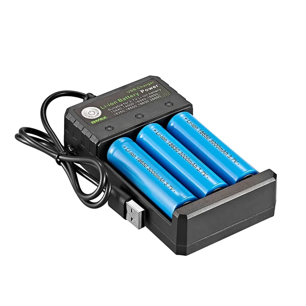 Smart 18650 Charger 3 Slots 4.2V Li-ion Battery USB Independent Charging 18650 18500 14500 16650 26650 Lithium Battery Charger
