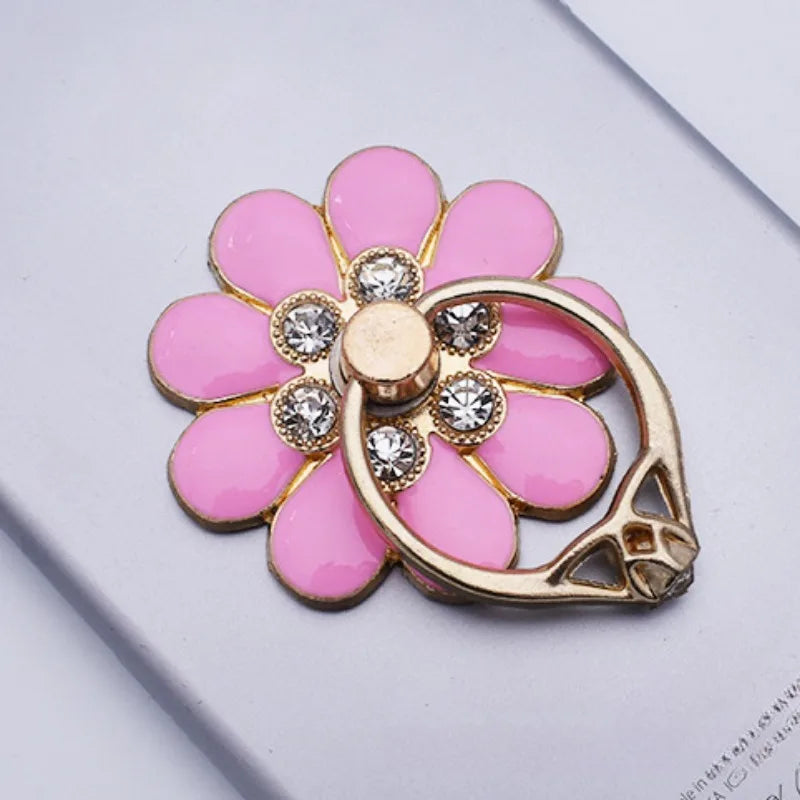Mobile Phone Case Accessories Alloy Flower Phone Holder Creative Metal Ring Buckle Mobile Phone Decoration DIY Back Sticker