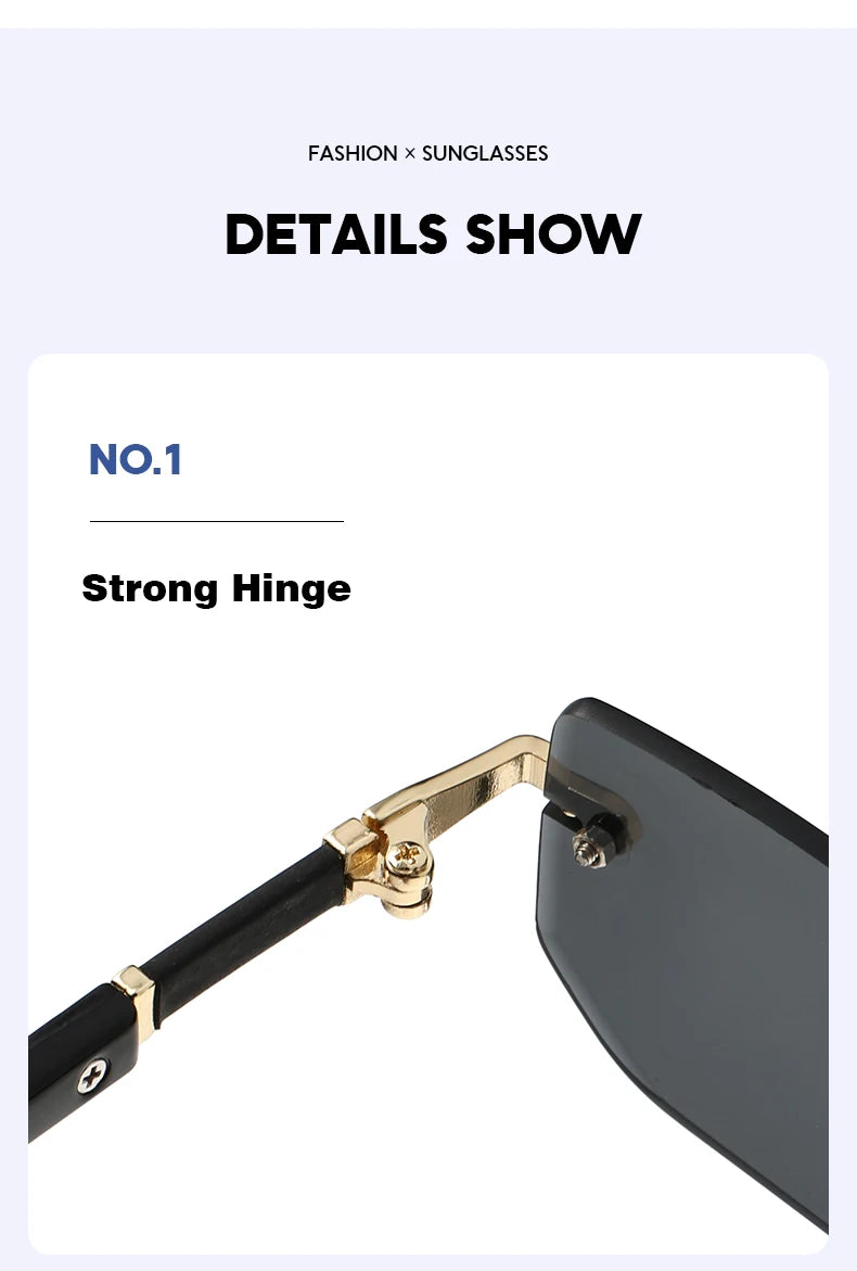 Trendy Rimless Sunglasses for Men Women Fashion Frameless Rectangle Sun Glasses Retro Shades Summer Traveling Eyewear UV400