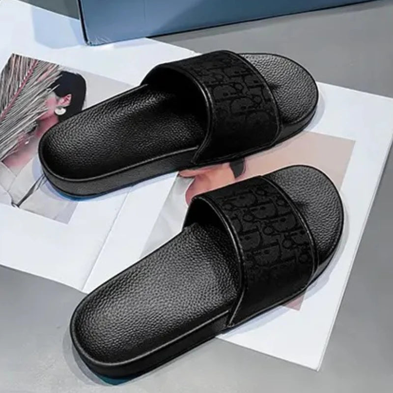 Men's Home Slippers Lightweight Summer New Style Flat and Worn Casual Retro Patterned Anti-slip Quick-drying Sandals