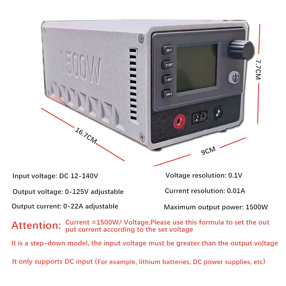 1500W 12-140V DC input to output 0-125V 0-22A adjustable Charger Discharger for 1-24S Li-ion LiPo Lithium Battery Charger parts