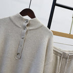 Pant Set Women Two Piece Sets Stand Collar Full Sleeve Knit Tops Wide Leg Long Pants Lace Up Elastic Waist Y2k Streetwear