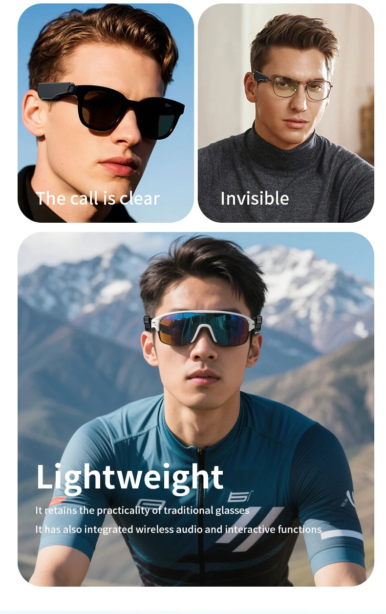 External Earphones For Your Glasses Wireless 5.3 HIFI Music Headphone Control Noise Portable Wireless Headsets Long Battery Life