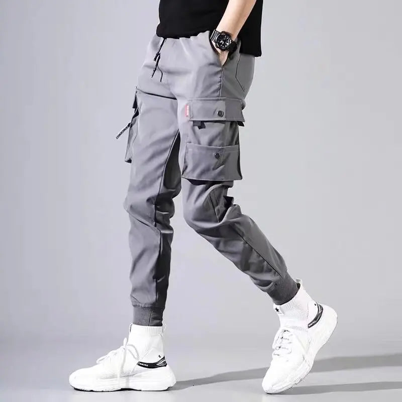 2024 New Trendy Solid Color Pants, Multi Flap Pocket Men's Cargo Pants, Loose Casual Outdoor Pants, Men's Work Pants oversized