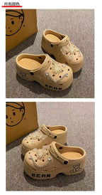 Women Slippers Cute Cartoon Platform Fashion Clogs Summer Shoes Woman Beach Slides Thick Bottom DIY Flower Female Street Sandals