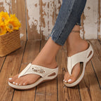 Woman Slippers Leather Non-Slip Soft Platform Shoes Flip Flops Summer Wedge Sandals Fashion Orthopedic Slippers Slides Women