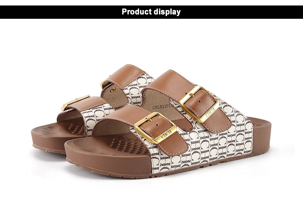 Women's Sandals Fashion Simple Beach Shoes Summer Ladies Outdoor Slippers Low Heel Massage Insole Comfortable