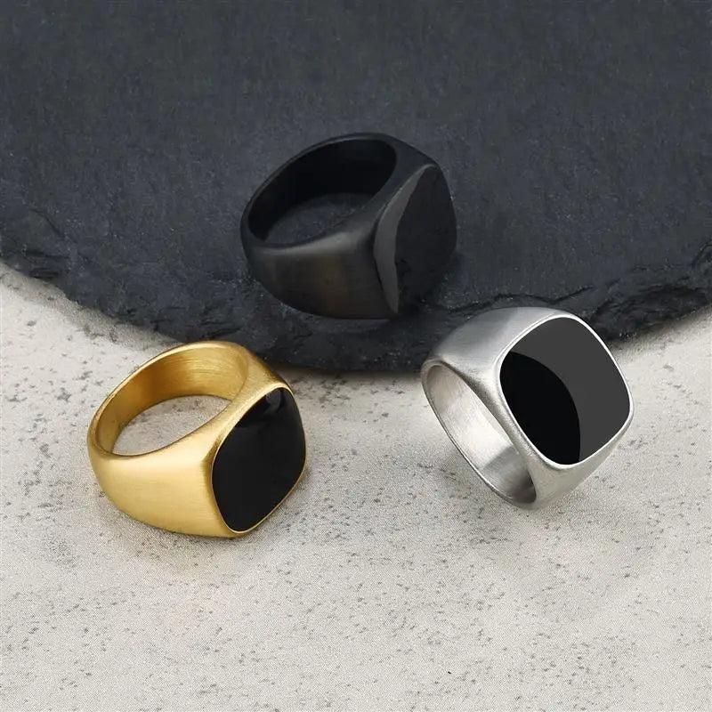Jiayiqi Men's Ring Punk Rock Frosted 316L Stainless Steel Signet Ring For Men Hip Hop Party Jewelry Male Wedding Ring size 7-13