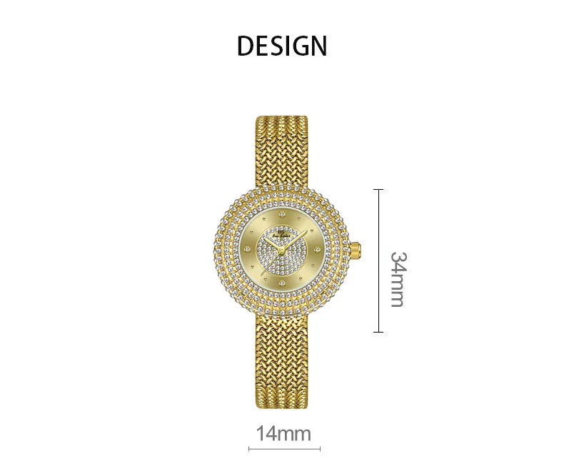 Fashion Luxury Watches For Woman New Vintage Golden Women's Wristwatches Ladies Dress Quartz Clock High Quality Relogio Feminino