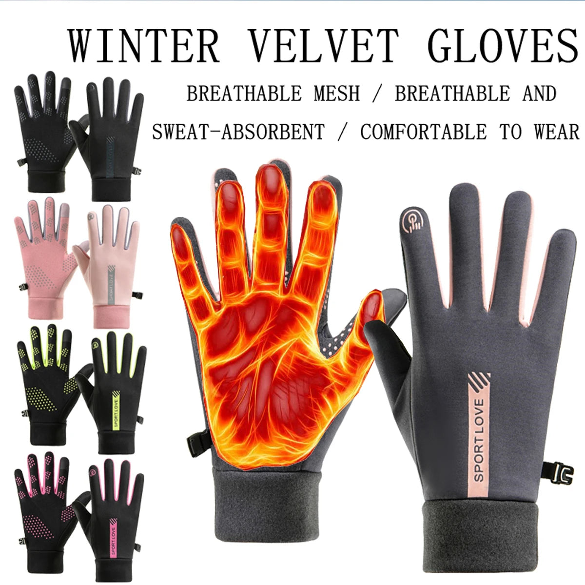 Winter Gloves for Women, Fleece-Lined, Windproof, Cold-Proof, Warm, Touchscreen-Compatible, Non-Slip, for Driving, Riding Motorcycles, Outdoor, Men's Gloves