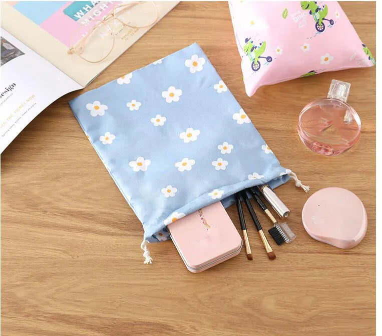 Women Girls Jewelry Lipstick Cosmetic Tote Rope Pouch String Bag Cute Small Large Coin Purse Key Earphone Drawstring Storage Bag