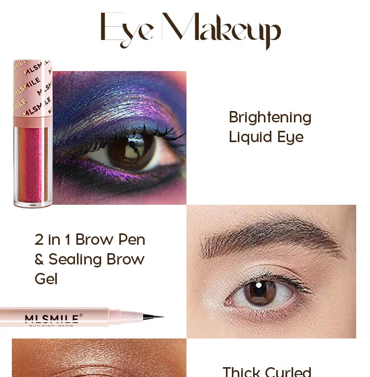 Makeup Kit With Organize Case Lipstick Contour Highlight Liquid Eyeshadow Lip Mud Eyebrow Pencil Mascara Women Cosmetics Set