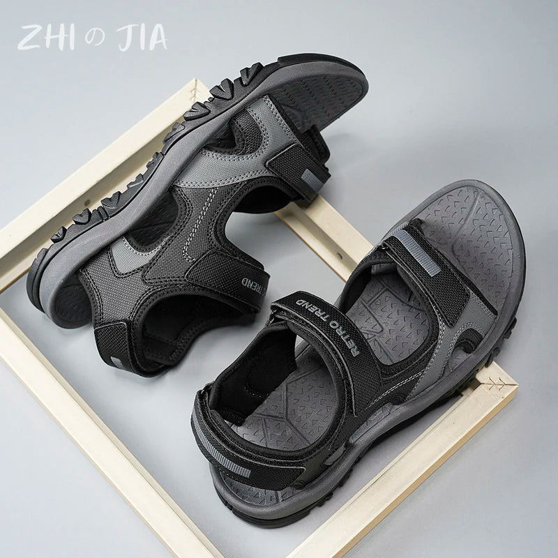 Summer New Sandals Men's Water Beach Breathable Quick Drying Shoes Comfortable Flat Bottom Non slip Sandals Driving Shoes