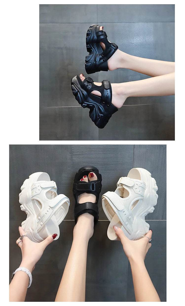 Women Slippers Female Sandals 10CM High Heels Ladies High Platform Beach Slides New 2025 Summer Chunky Flip Flops Woman