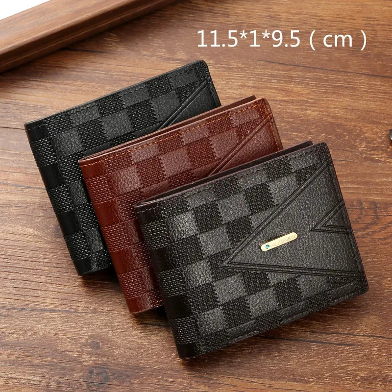 Men's Wallet Casual Short Wallets Youth Fashion Soft PU Leather Business Credit ID Card Holder Billfold Purse Mini Money Bag