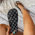 Women's Summer Fashion print patt Flat Flip-Flops, Casual Comfortable Breathable Waterproof Slip-On Bathroom Pool Beach Slippers