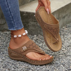 Woman Slippers Leather Non-Slip Soft Platform Shoes Flip Flops Summer Wedge Slippers Lightweight Orthopedic Sandals Slides Women