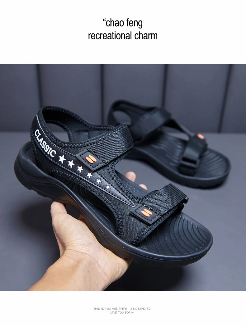 Classic summer sandals for men and women, lightweight and breathable, with Velcro trendy sandals, open-toe sandals