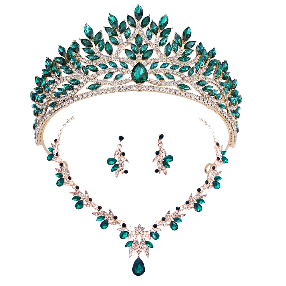 Tiaras and Crowns Bridal Jewelry Set for Women Necklace Earrings for Wedding Dress Accessory Crown And Jewelry for Brides