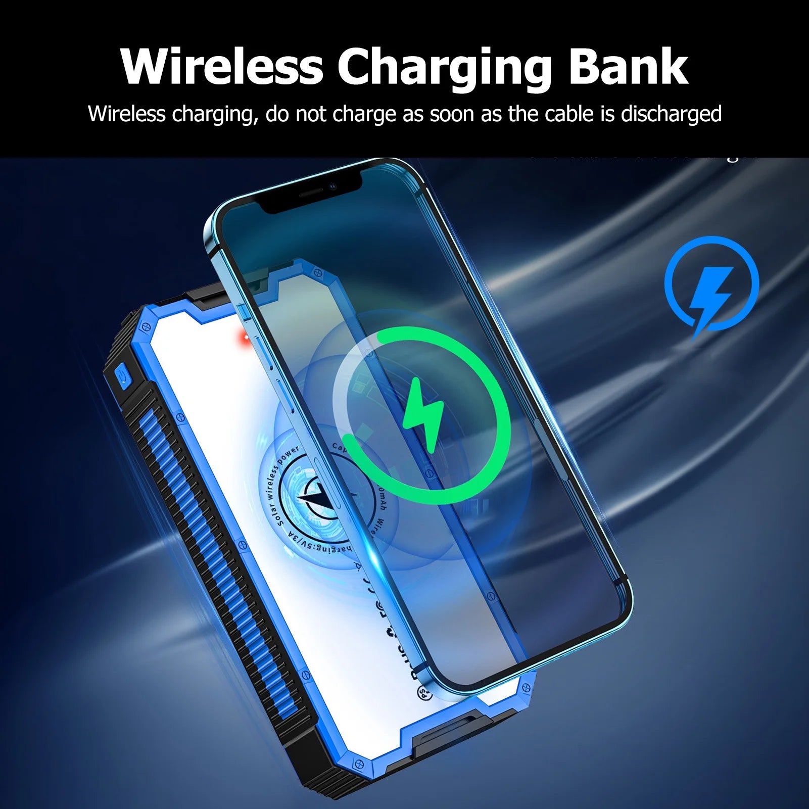 Solar Power Bank 36800mAh 36LEDs 4 USB Output Type C  Input Solar External Battery for Outdoor Camping Solar Power Bank