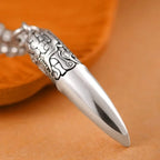 Creative 925 Silver Ethnic Style glossy Necklace Keel chains Banquet faceted wolf tooth Pendant for Men's Retro Jewelry