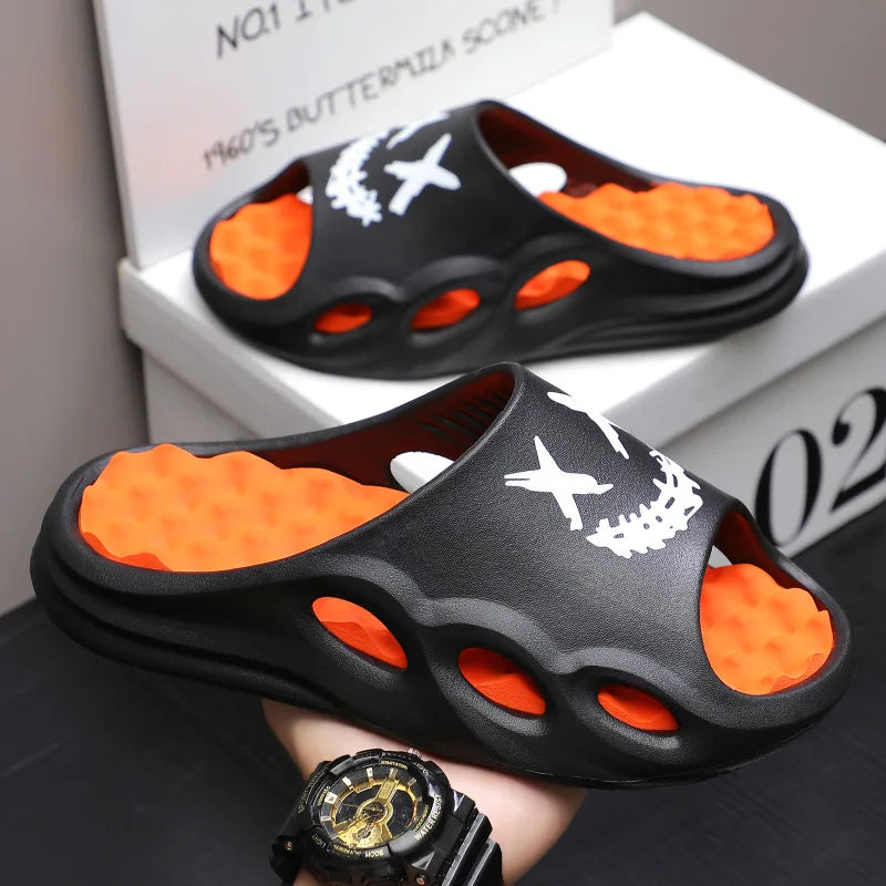 Men Fashion Massage Slippers Indoor/Outdoor Sandals Beach Flip Flop Thick Sole Male Slides Summer Non-Slip Men Shower Slippers