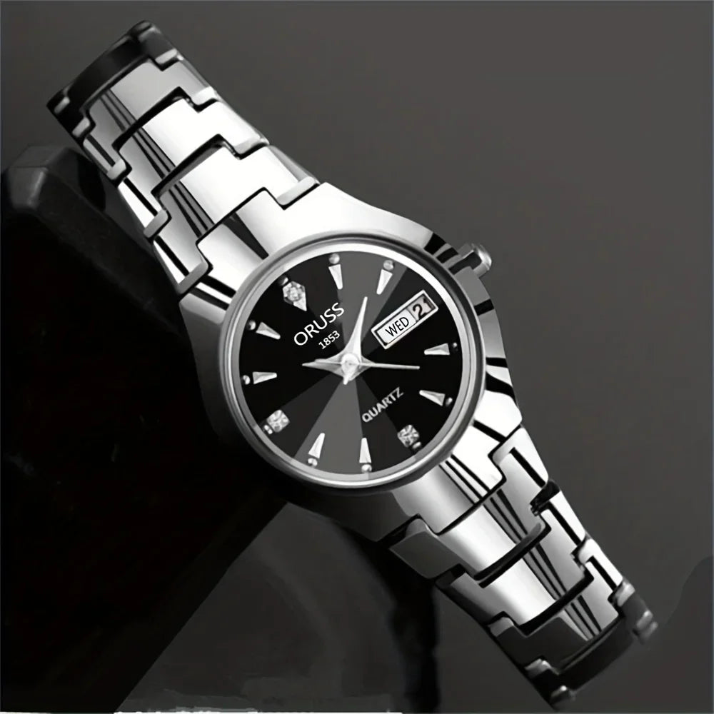 1/2pcs Couples Dial Cutting Quartz Watch Business Fashion Analog Calendar Wrist Watch Valentines Gift For Men Women Date Watch