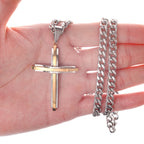Vintage Cross Pendant Necklace Punk New Design Classic 316L Stainless Steel Curb Chain Men Women Necklace Jewelry