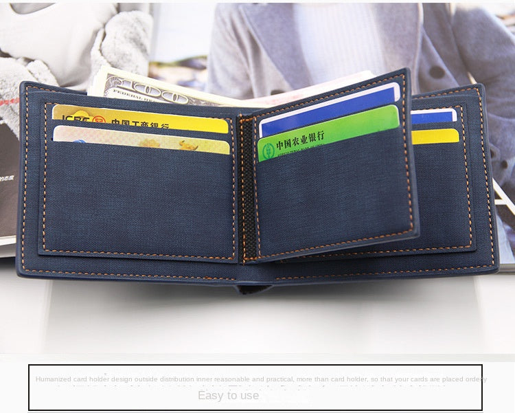 Men Wallet PU Business Foldable Wallet Luxury Billfold Slim Hipster Credit Card Holders Inserts Coin Purses Vintage Walltes