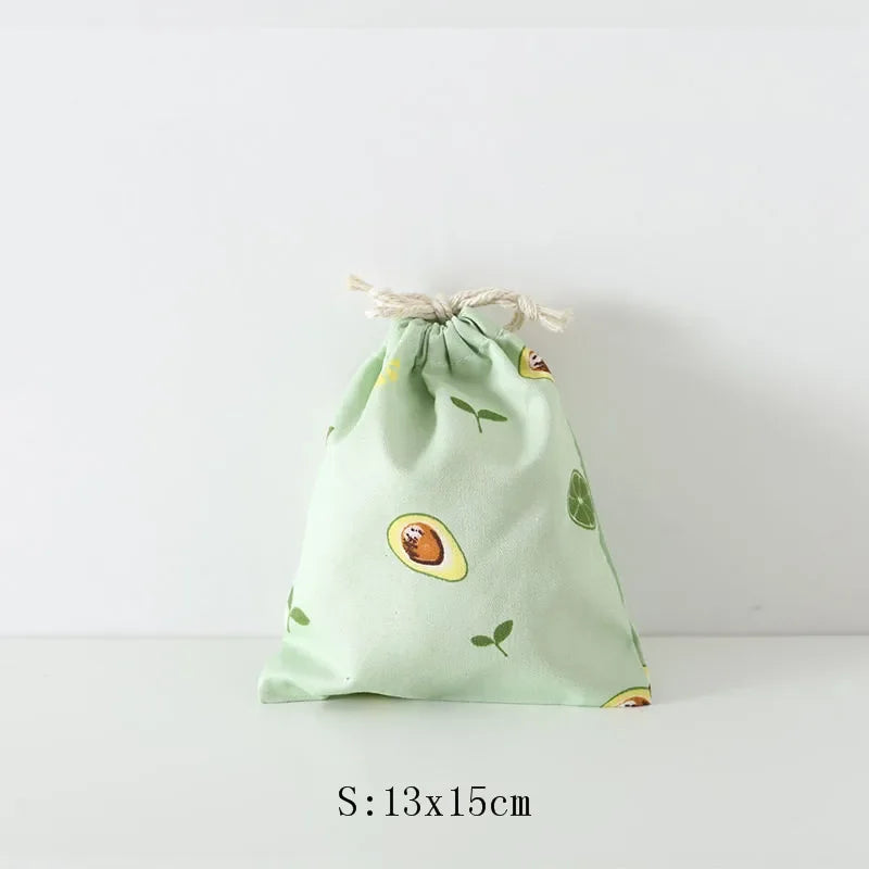 Women Girls Jewelry Lipstick Cosmetic Tote Rope Pouch String Bag Cute Small Large Coin Purse Key Earphone Drawstring Storage Bag