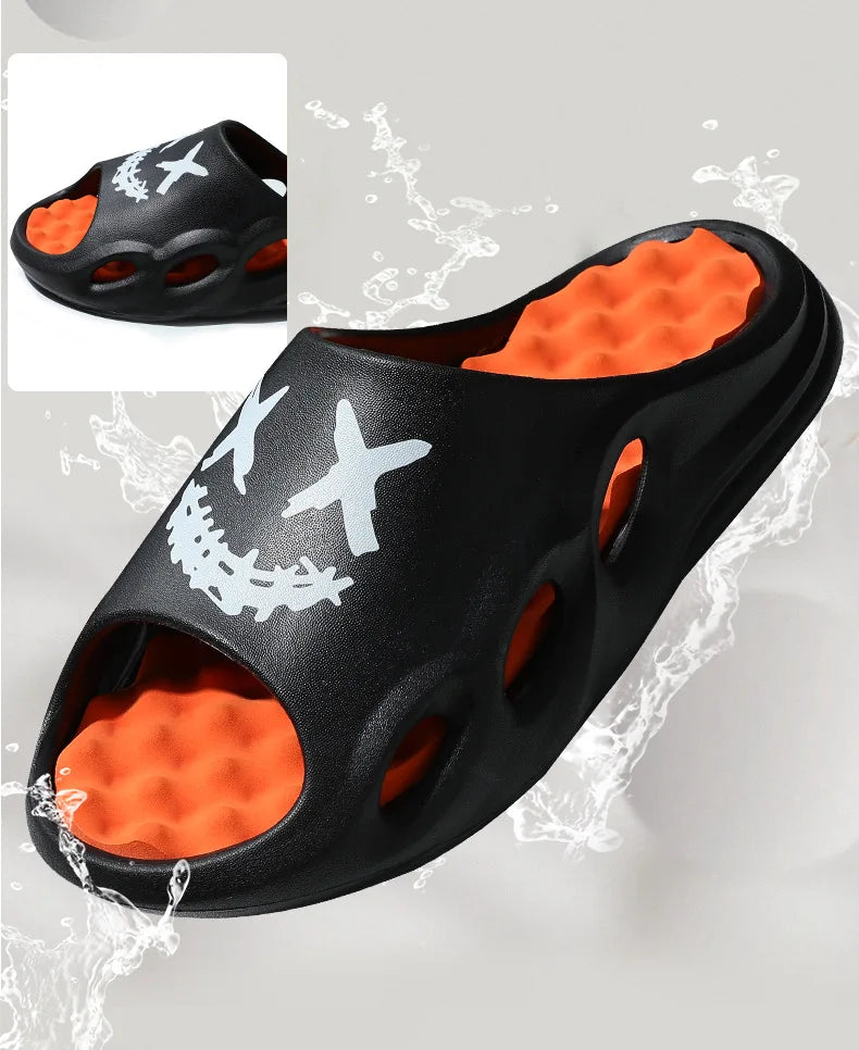 Men Fashion Massage Slippers Indoor/Outdoor Sandals Beach Flip Flop Thick Sole Male Slides Summer Non-Slip Men Shower Slippers