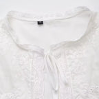 Women's Lace Embroidery Blouses, O Neck, Sleeveless, Front Tied, Female Shirts, Chic Tops, Fashion