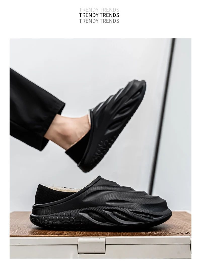 Slippers for Men Add Velvet Heel Covering Non-Slip Wear-resistant Waterproof Couple Women Home Shoes Shoes for Men Warm New