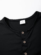Men's Short Sleeve Henley Neck T-shirt Solid Color Male Tops Slim Fit Button Neck Casual Cozy Tshirt  Streetwear