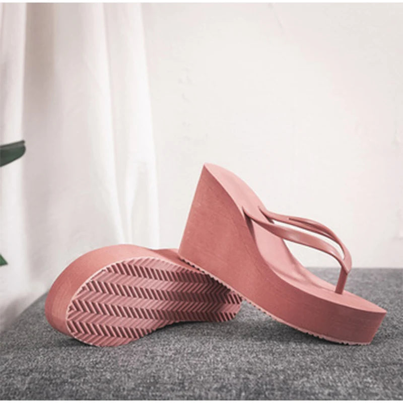 Women's Slippers  Flip Flops Fashion Wedges PU Solid Ladies Elegant Slides Comfort Casual Soft Slip On 2021 Summer Beach Shoes