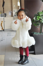 Winter Clothes for Girls 2023 New Kids Boutique Coat Thicken Korean Imitation Fur Autumn Fox Hair Cotton Warm Large Fur Collar