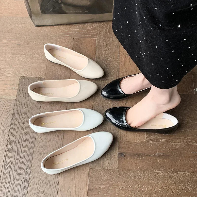 Women Candy Color Ballet Flats White Wedding Shoes Woman Flats Patent Leather Slip on Shoes Zapatos Mujer Ladies Boat Shoes NEW