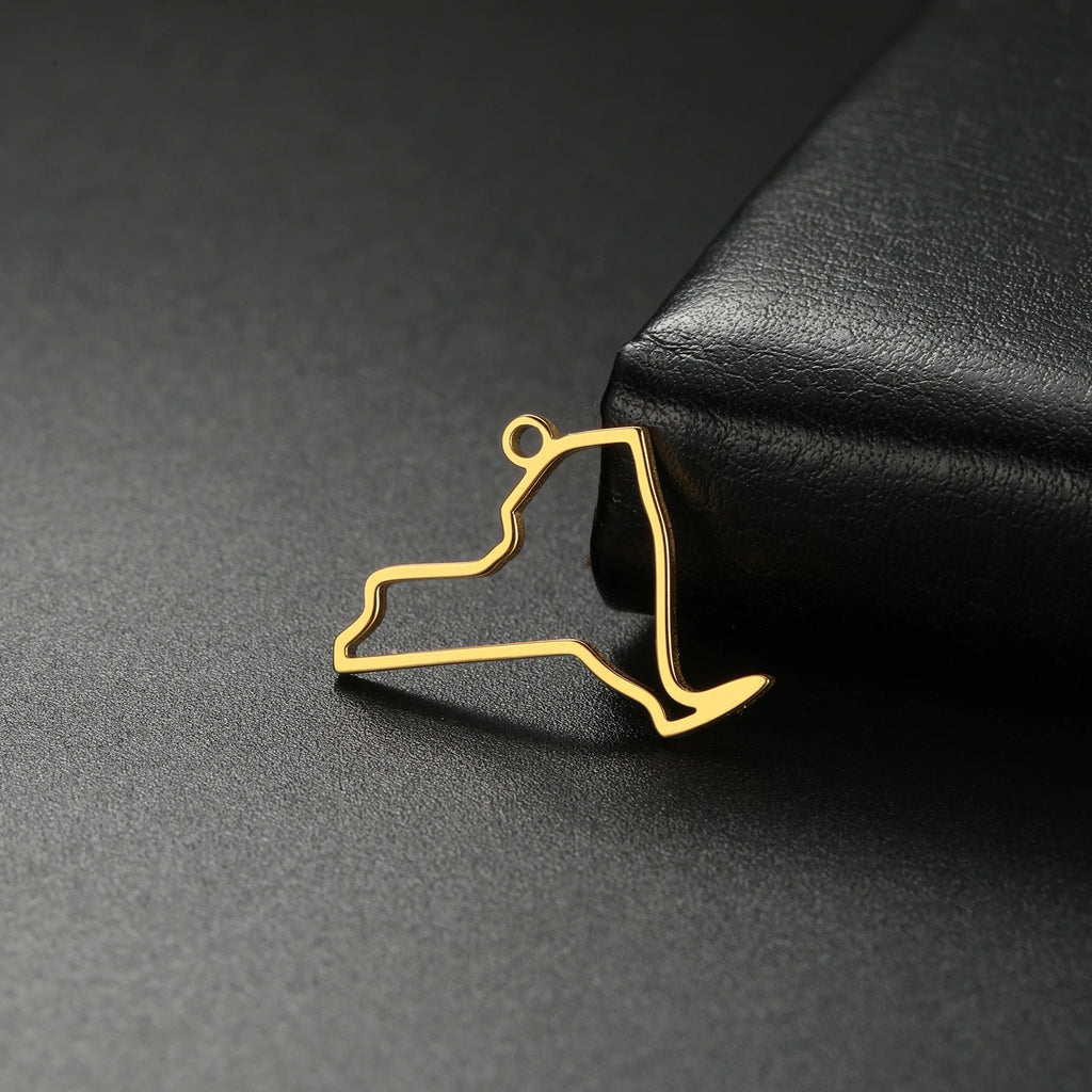 EUEAVAN 10pcs United States New York Washington State Map Pendant for Necklace Stainless Steel Charm DIY Jewelry Making Supplies