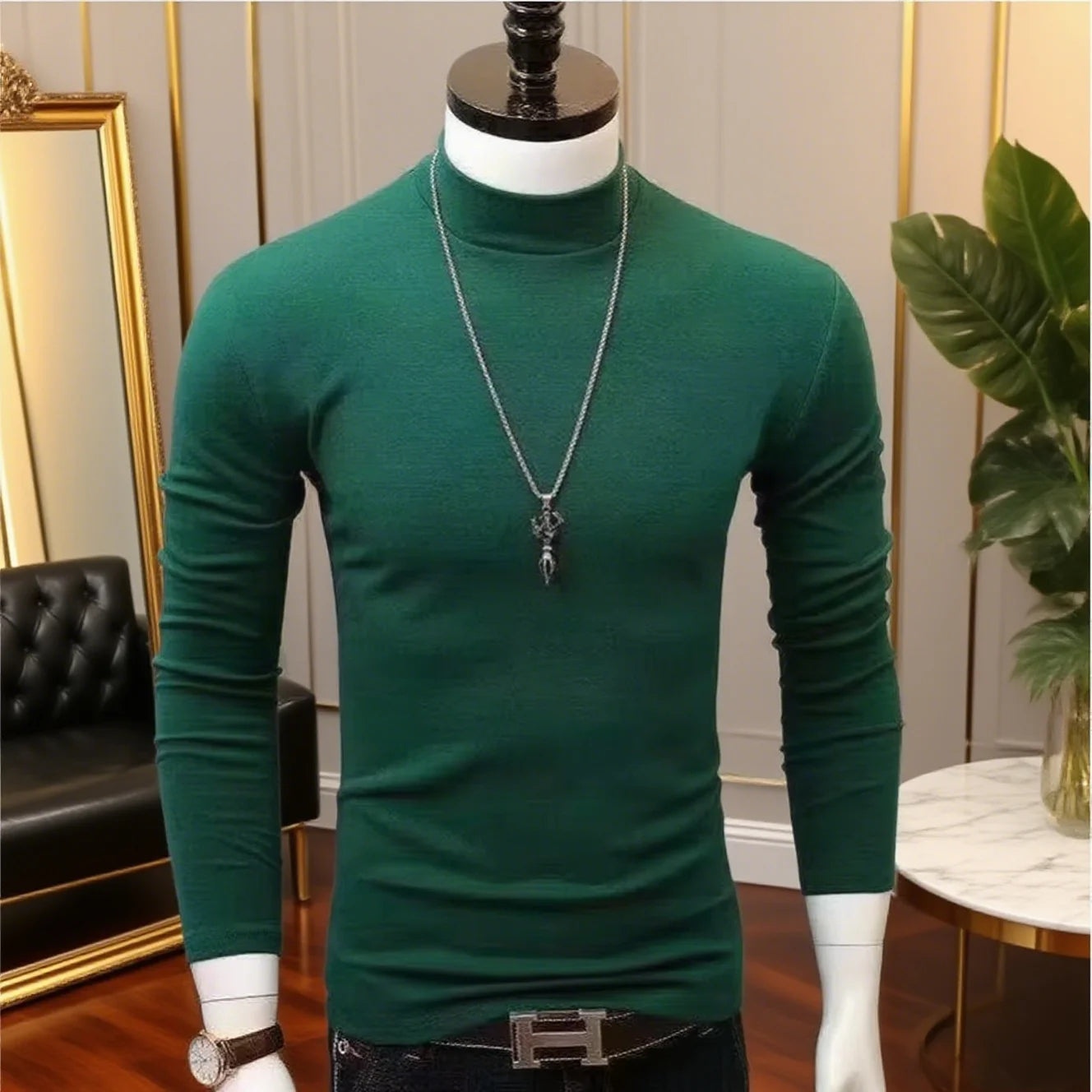 Men's Original Shirts Fall/Winter T-Shirt Fashionable Inner Wear for Men Slim Fit Turtleneck Shirt Solid Black Long Sleeve Shirt