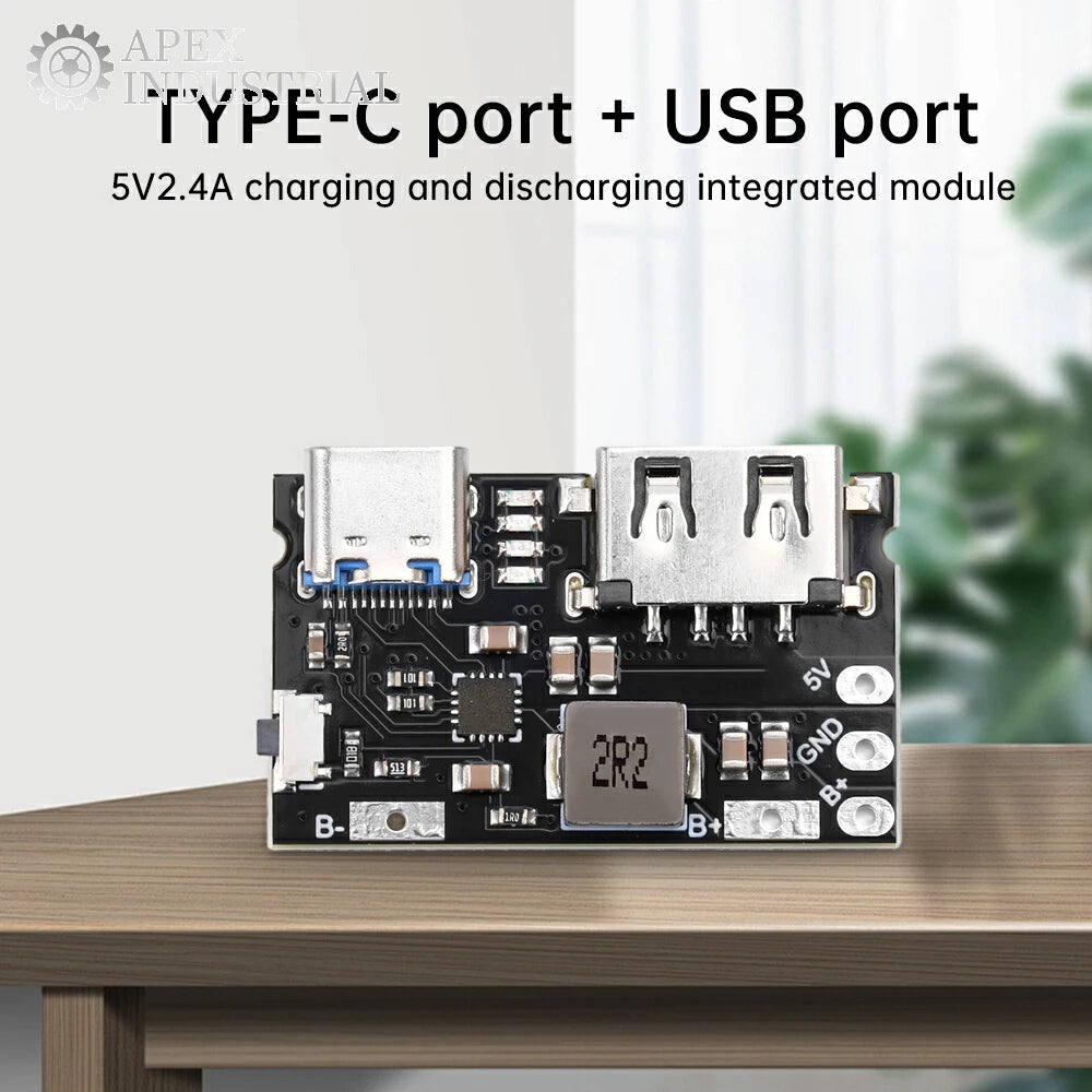 Single Lithium Battery Charger Board TYPE C + USB A 5V 2.4A Charger Discharger Module Supports Charging And Discharging