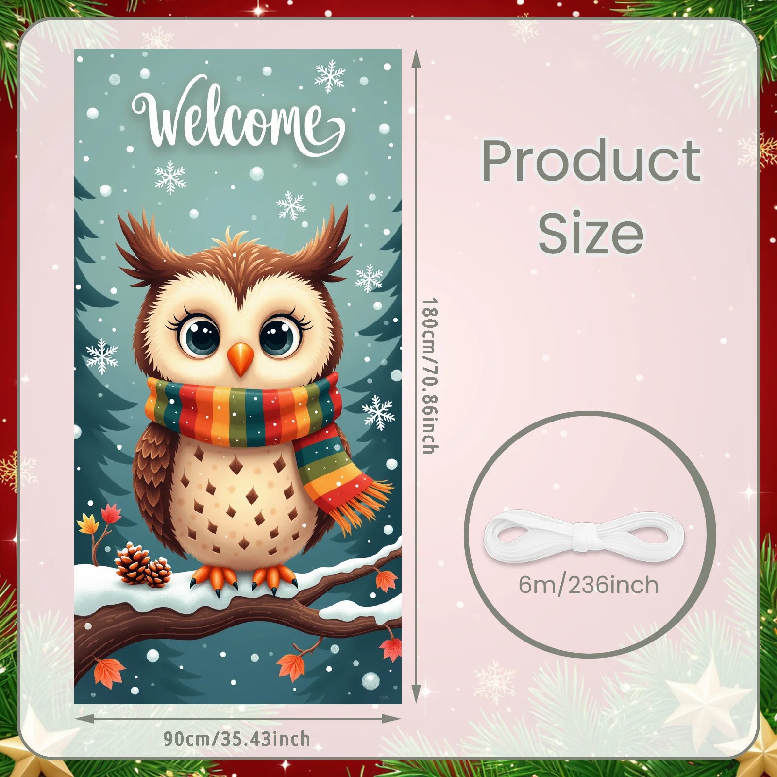 Winter Scene Welcome Banner Snow Forest Bird Art for Home Decor  Decoration Winter Party Christmas Navidad New Year Decor 2026