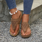 Woman Slippers Leather Non-Slip Soft Platform Shoes Flip Flops Summer Wedge Slippers Lightweight Orthopedic Sandals Slides Women