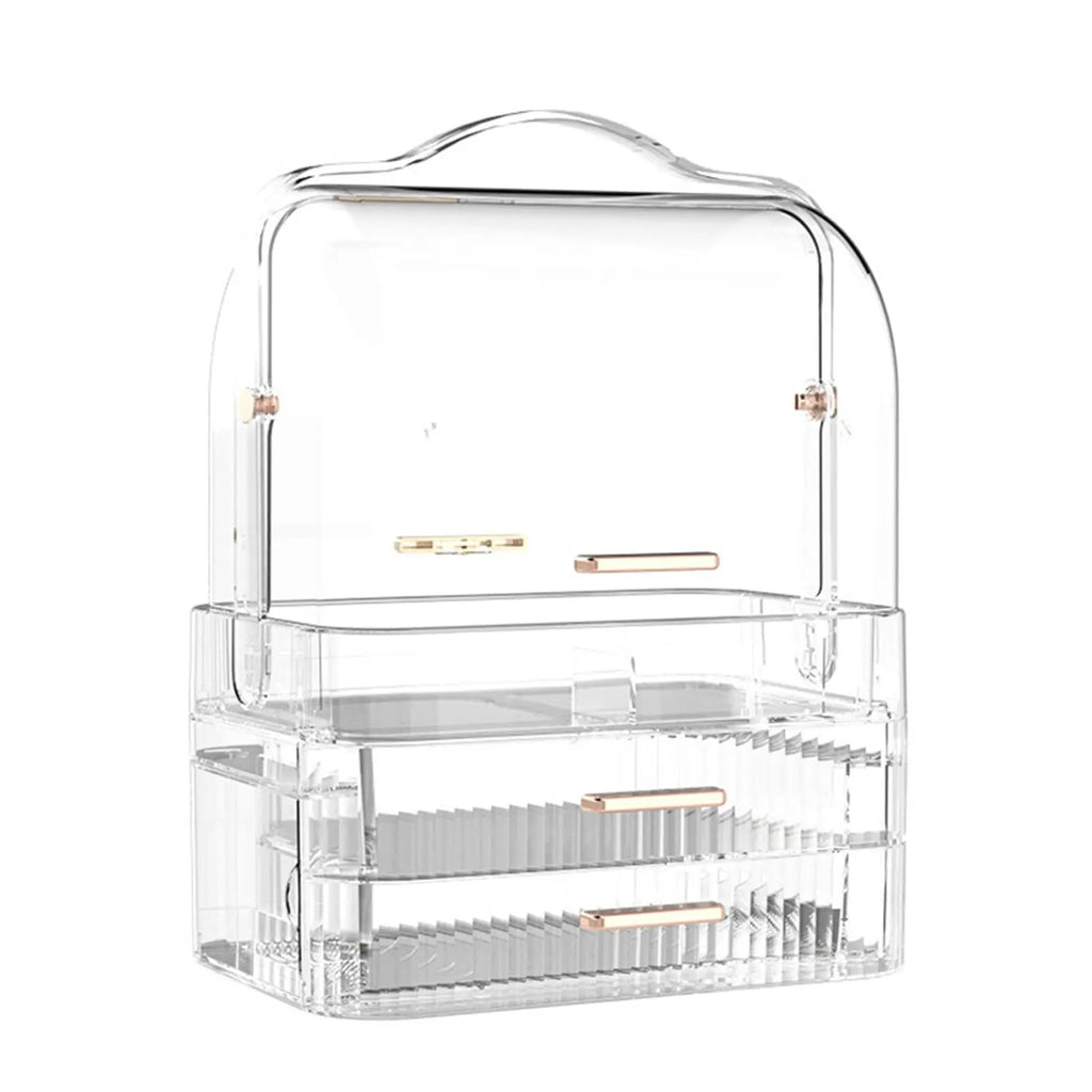 Cosmetics Storage Box With Lid and Handle Large Makeup Organizer Box Drawers for Skincare Display Cases Countertop, Bathroom