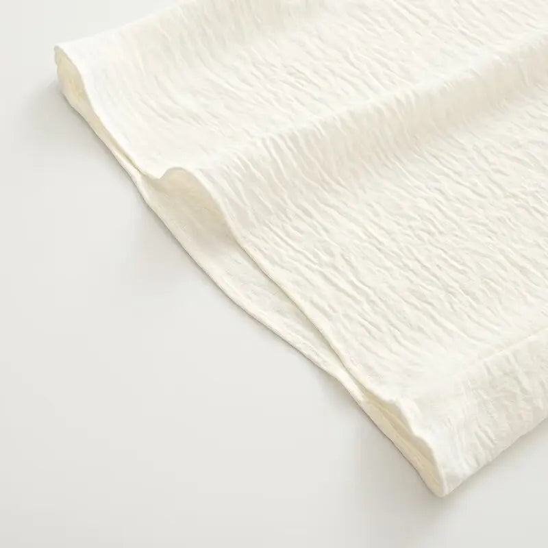 Women's Embroidery Crochet Hollow Shirts High Waist Skirt Suit Suit Mesh O-neck Full Sleeve Blouse Solid Color Skirt Set