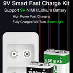 Charger Adapter Lithium Battery Charger 2 Slots Battery Charger USB Charger 9V Battery Charger Rechargeable Batteries Charger