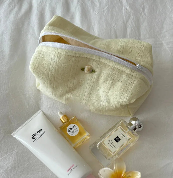 Fashion Makeup Case Elegant Sweet Floral Cosmetic Lipstick Bag Portable Large Capacity Travel Organizer Cosmetic Toiletry Pouch