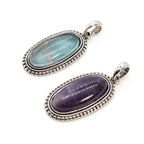 Natural Crystal Oval Stone Pendants For Women Necklace DIY Amethyst Rose Quartz Lapis Lazuli Gemstone Pendant Jewelry No Chain